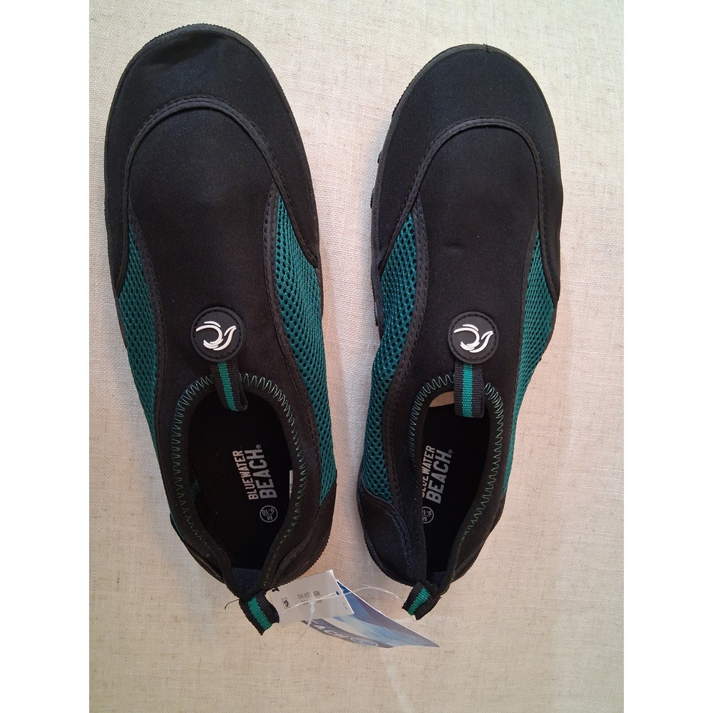 BlueWater Beach Aqua Shoe Mens 9-10 Black Green Good Water Sport BB0434 M New - Picture 7 of 8